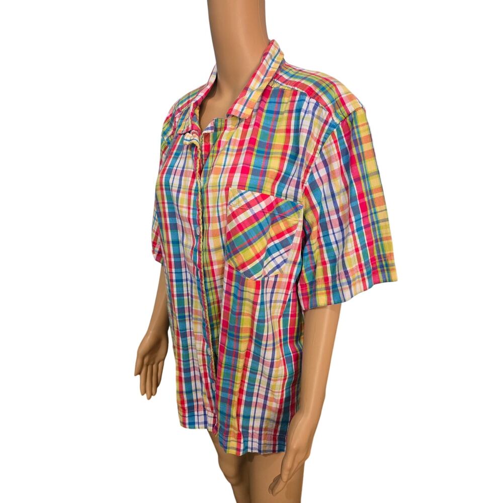 Erika multi color plaid button down 3X - Picture 2 of 5